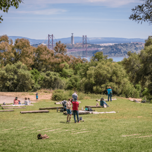 Family socializing in Monsanto Forest Park