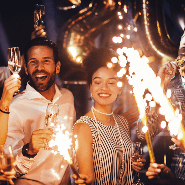 Friends at New Year's Eve party at New Years eve hotel deals